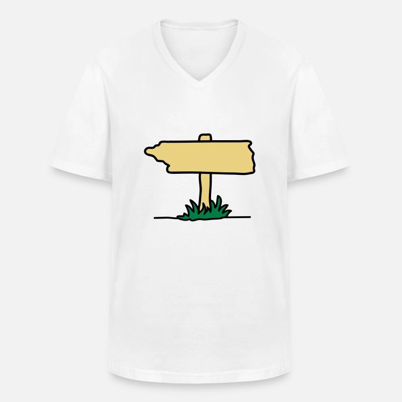 schild_3c - Männer-T-Shirt mit V-Ausschnitt - Weiß