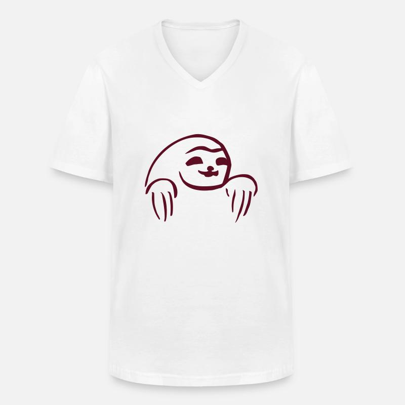 Sloth - Männer-T-Shirt mit V-Ausschnitt - Weiß
