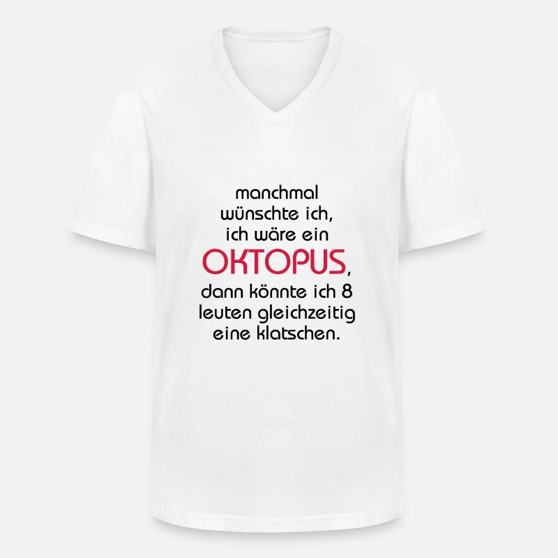 Oktopus - Männer-T-Shirt mit V-Ausschnitt - Weiß