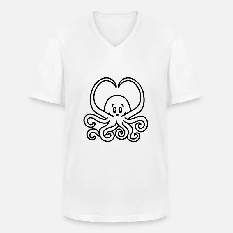 Squid cuore - line - Maglietta da uomo classica con scollo a V - bianco