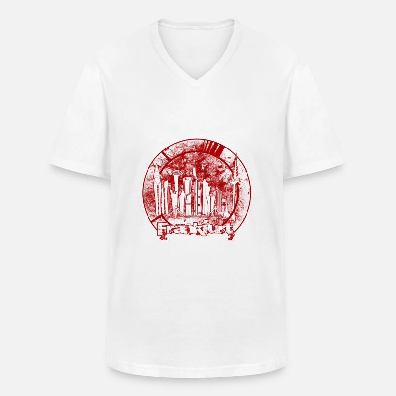 FFM Skyline R - Männer-T-Shirt mit V-Ausschnitt - Weiß