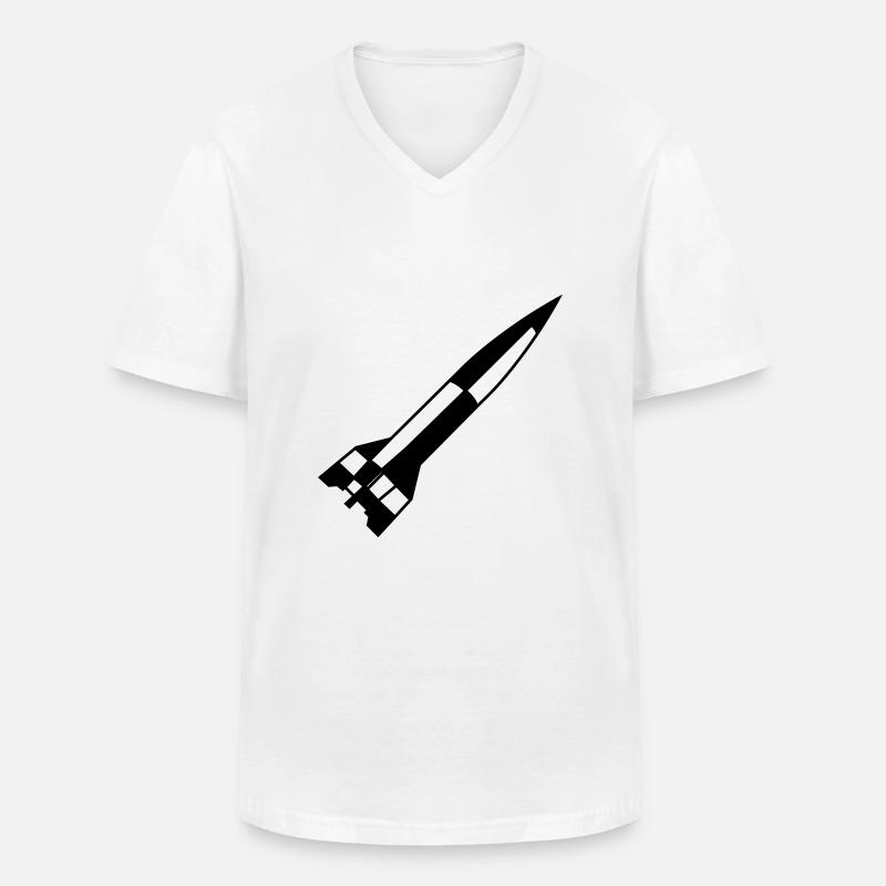 A4 Rakete einfarbig schwarz - Männer-T-Shirt mit V-Ausschnitt - Weiß