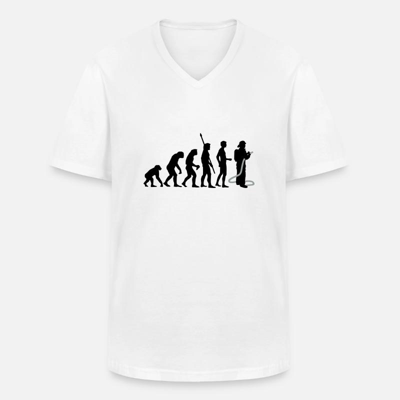 evolution_feuerwehr_b_2c - Männer-T-Shirt mit V-Ausschnitt - Weiß