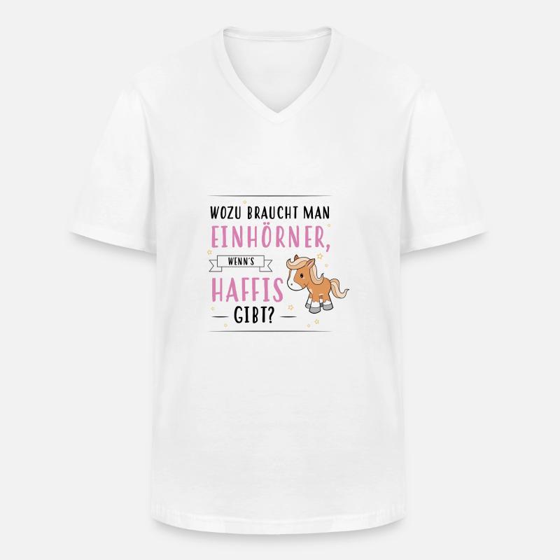 Wozu Einhörner Haflinger - Männer-T-Shirt mit V-Ausschnitt - Weiß