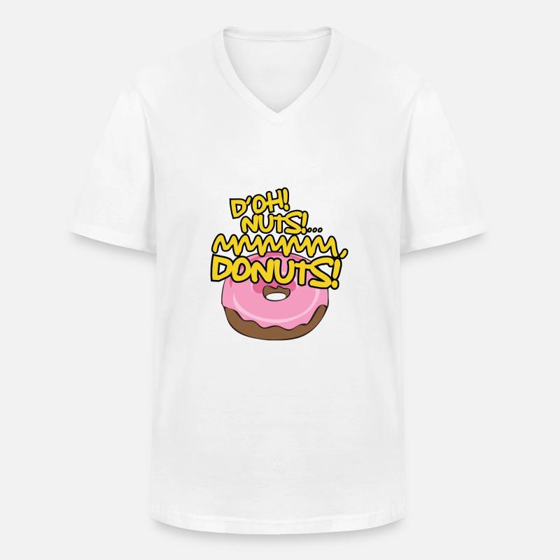 D'OH NUTS (Donuts) - Männer-T-Shirt mit V-Ausschnitt - Weiß