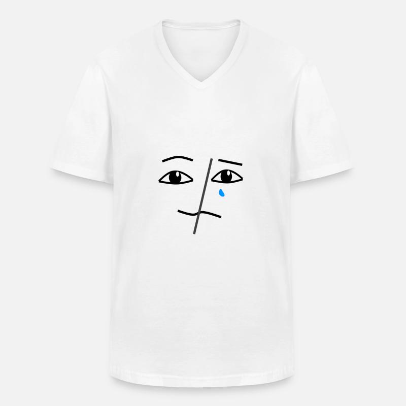 Traurig und glücklich - Männer-T-Shirt mit V-Ausschnitt - Weiß