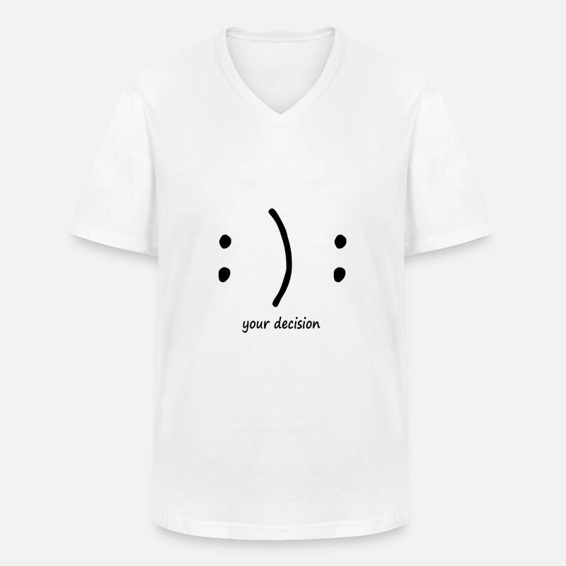 glücklich oder traurig? Emotionen Smiley - Männer-T-Shirt mit V-Ausschnitt - Weiß