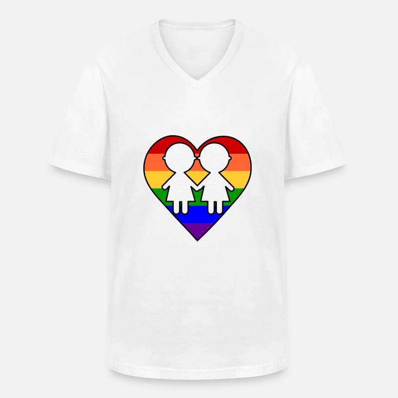 Frauenherz - Männer-T-Shirt mit V-Ausschnitt - Weiß