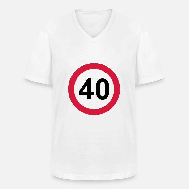 40er - Männer-T-Shirt mit V-Ausschnitt - Weiß