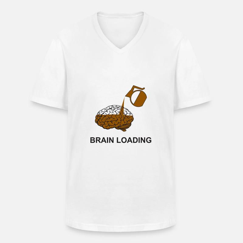 Brain loading by coffee - Männer-T-Shirt mit V-Ausschnitt - Weiß
