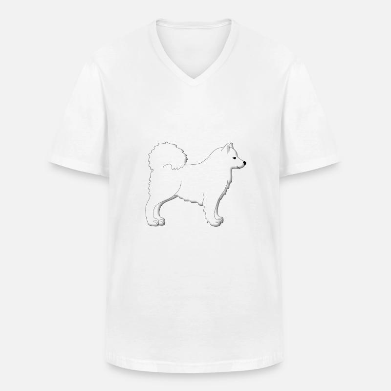 Samojede Pixelgrafik - Männer-T-Shirt mit V-Ausschnitt - Weiß