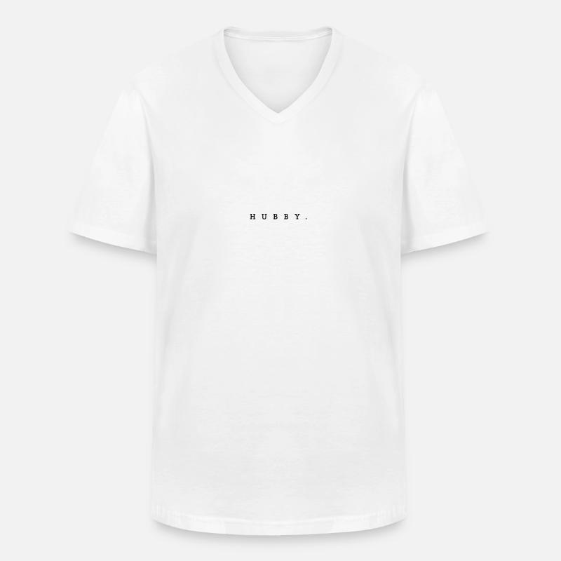 HUBBY. - CLASSIC DESIGN - Männer-T-Shirt mit V-Ausschnitt - Weiß