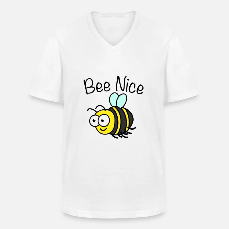 bee nice - Männer-T-Shirt mit V-Ausschnitt - Weiß