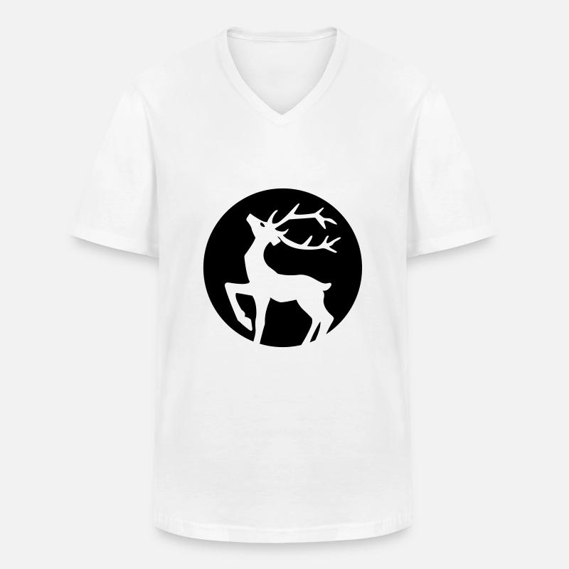 Hirsch - Männer-T-Shirt mit V-Ausschnitt - Weiß