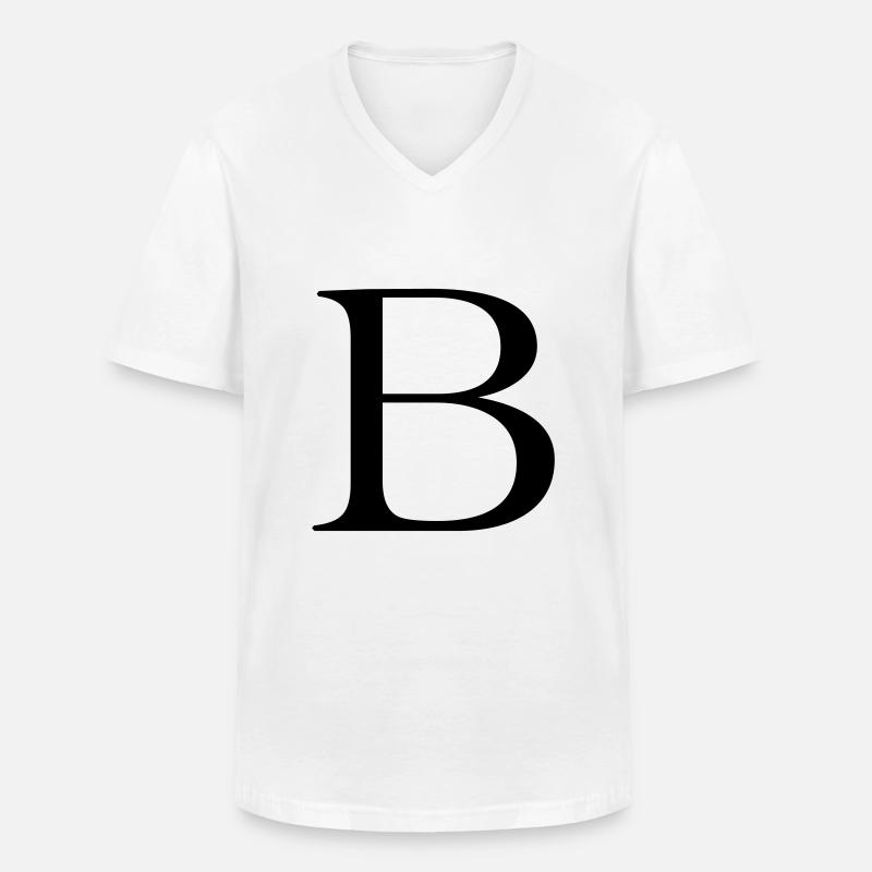 B - Männer-T-Shirt mit V-Ausschnitt - Weiß
