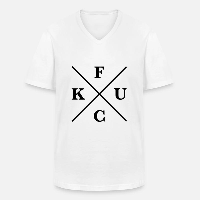 f u c k - Männer-T-Shirt mit V-Ausschnitt - Weiß