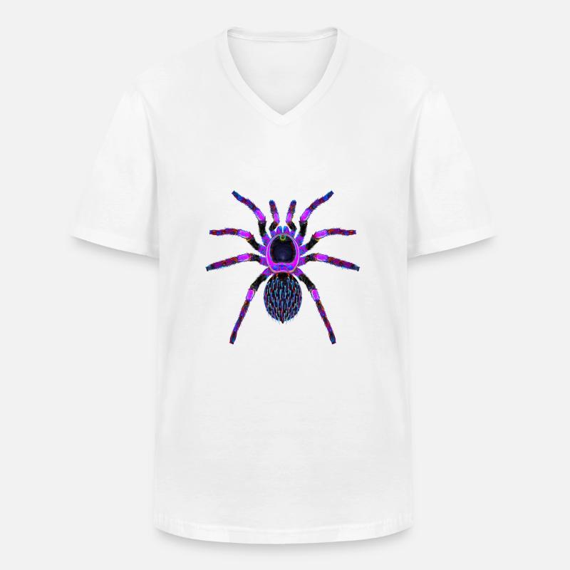 Lila Spinne - Männer-T-Shirt mit V-Ausschnitt - Weiß