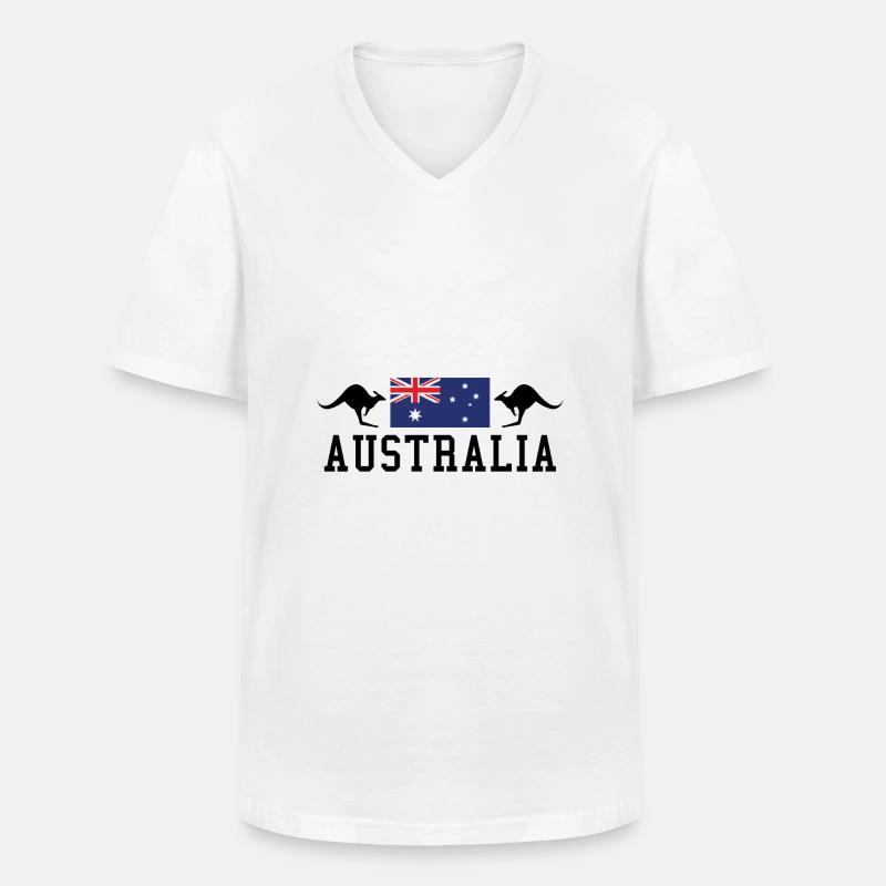 Australia - Männer-T-Shirt mit V-Ausschnitt - Weiß
