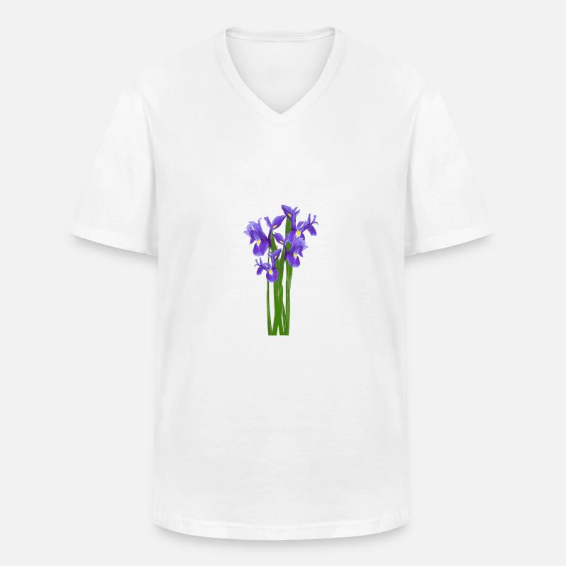 Blumen Frühling Iris Schwertlilien - Geschenkidee - Männer-T-Shirt mit V-Ausschnitt - Weiß