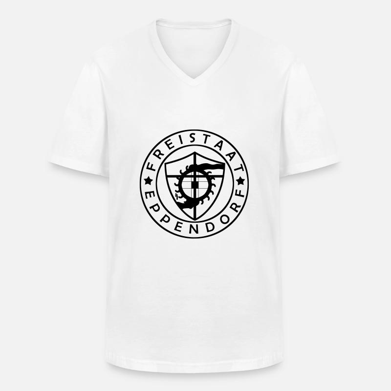 Freistaat Eppendorf - Männer-T-Shirt mit V-Ausschnitt - Weiß