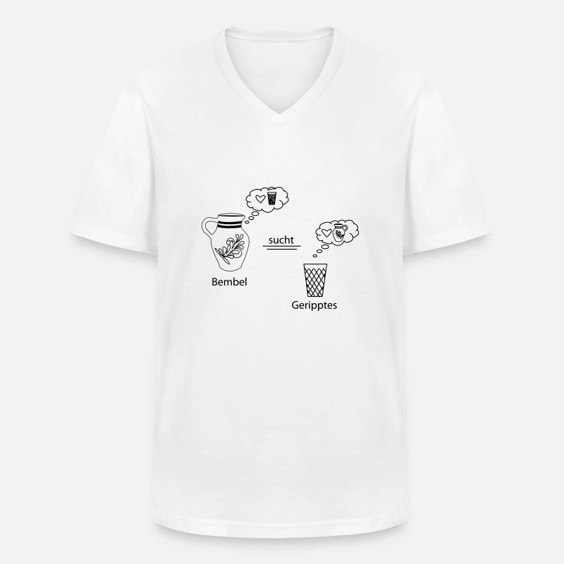 BEMBEL SUCHT GERIPPTES - Männer-T-Shirt mit V-Ausschnitt - Weiß