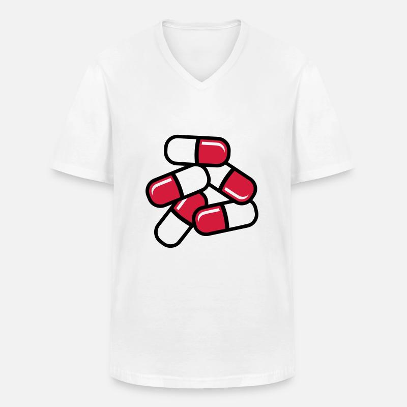 Pillen - Männer-T-Shirt mit V-Ausschnitt - Weiß