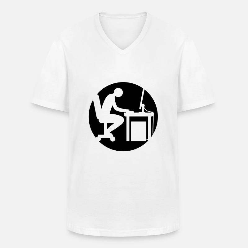 Computer Schreibtisch Nerd Logo - Männer-T-Shirt mit V-Ausschnitt - Weiß