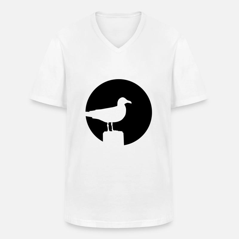 Möwe - Männer-T-Shirt mit V-Ausschnitt - Weiß