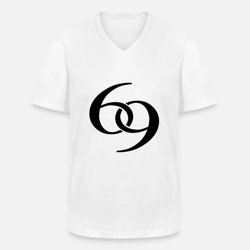 69 - Männer-T-Shirt mit V-Ausschnitt - Weiß
