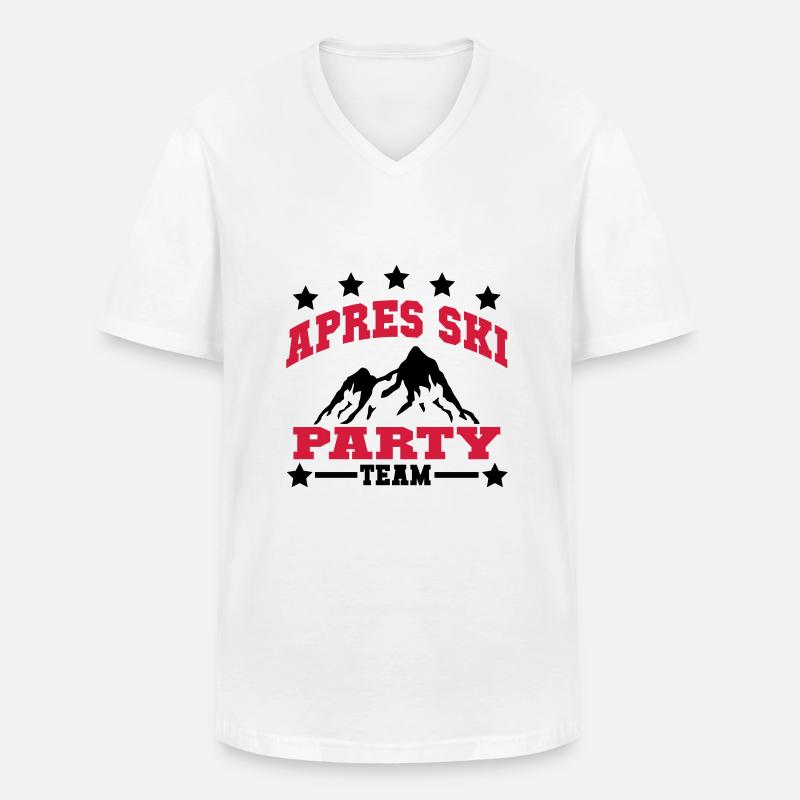 apres_ski_5_2f - Männer-T-Shirt mit V-Ausschnitt - Weiß