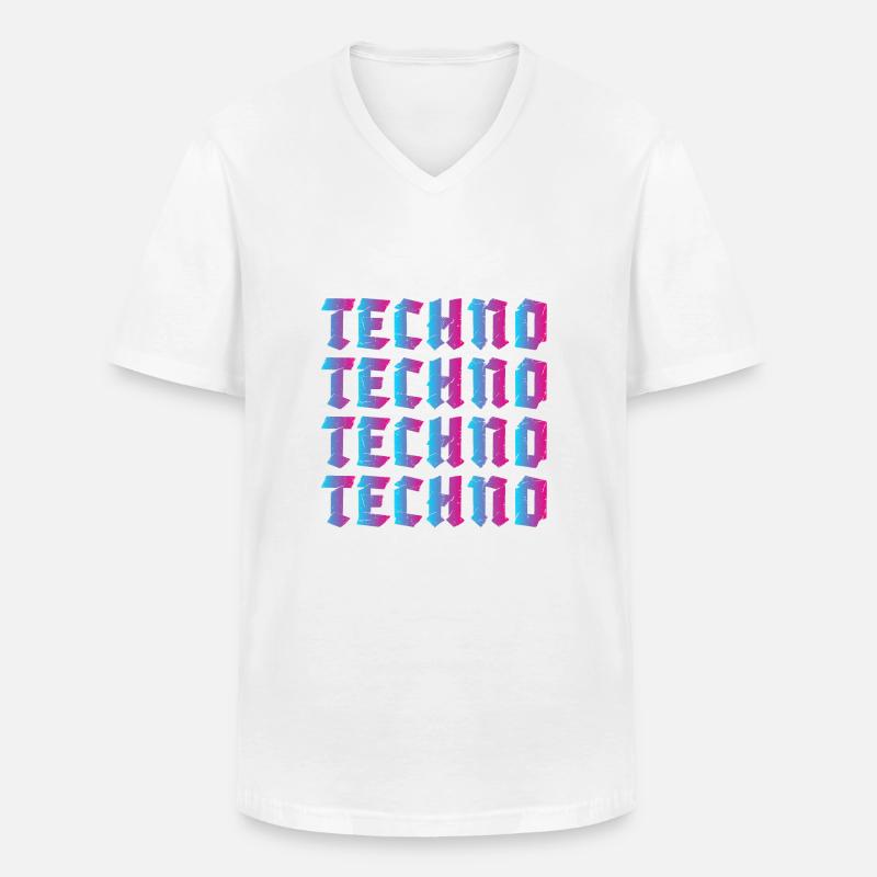 Techno Bunt - Männer-T-Shirt mit V-Ausschnitt - Weiß