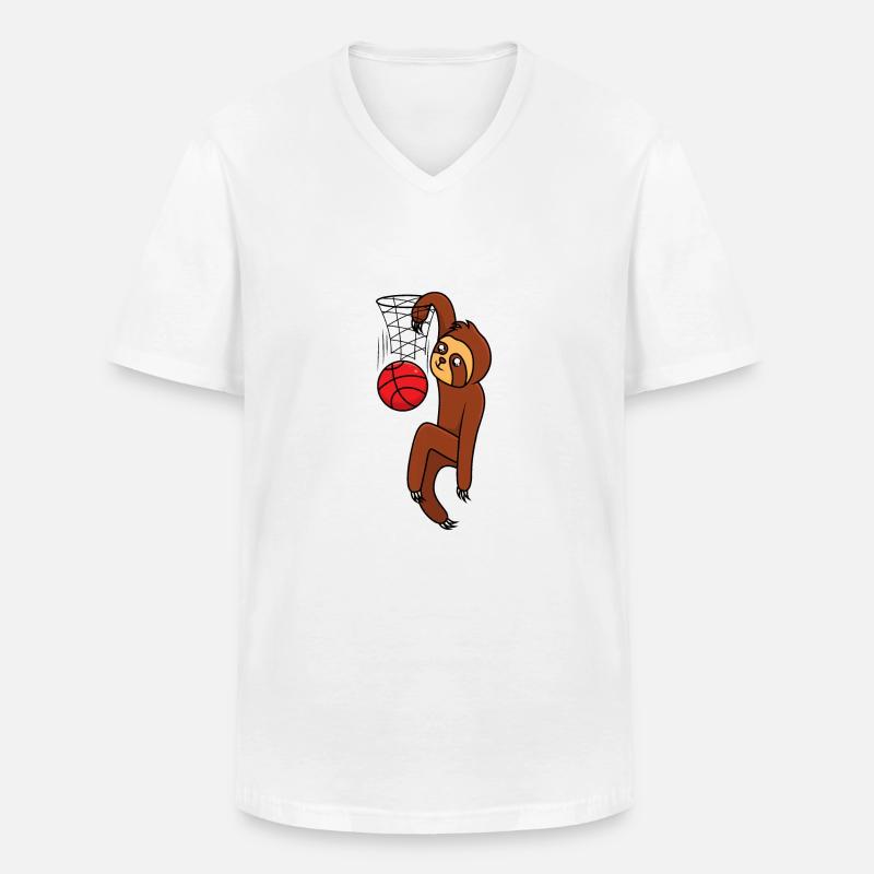 Korbleger Faultier - Männer-T-Shirt mit V-Ausschnitt - Weiß
