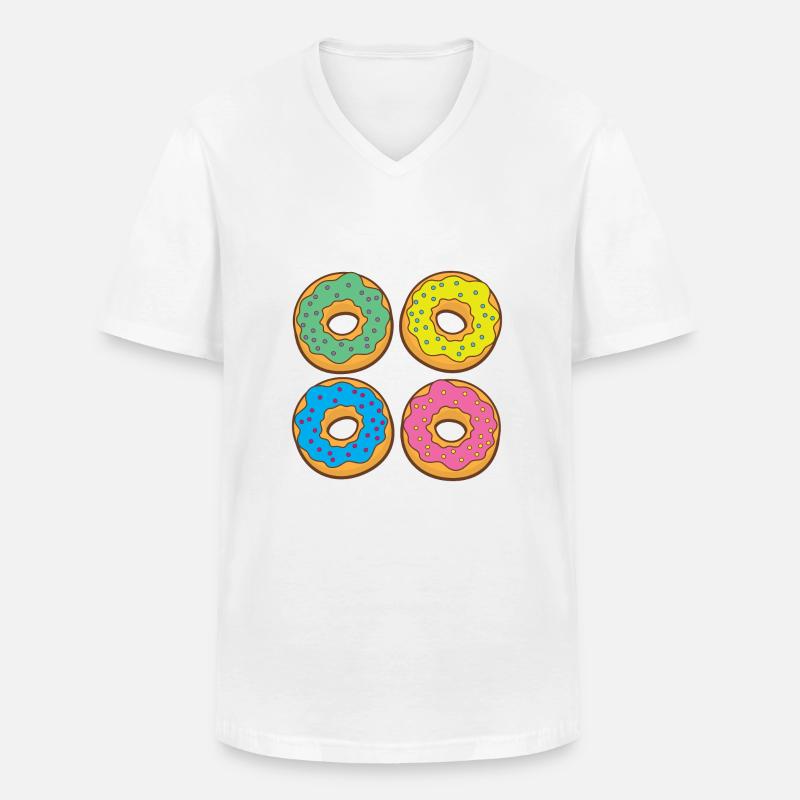 Vier Donuts Donuts - Männer-T-Shirt mit V-Ausschnitt - Weiß