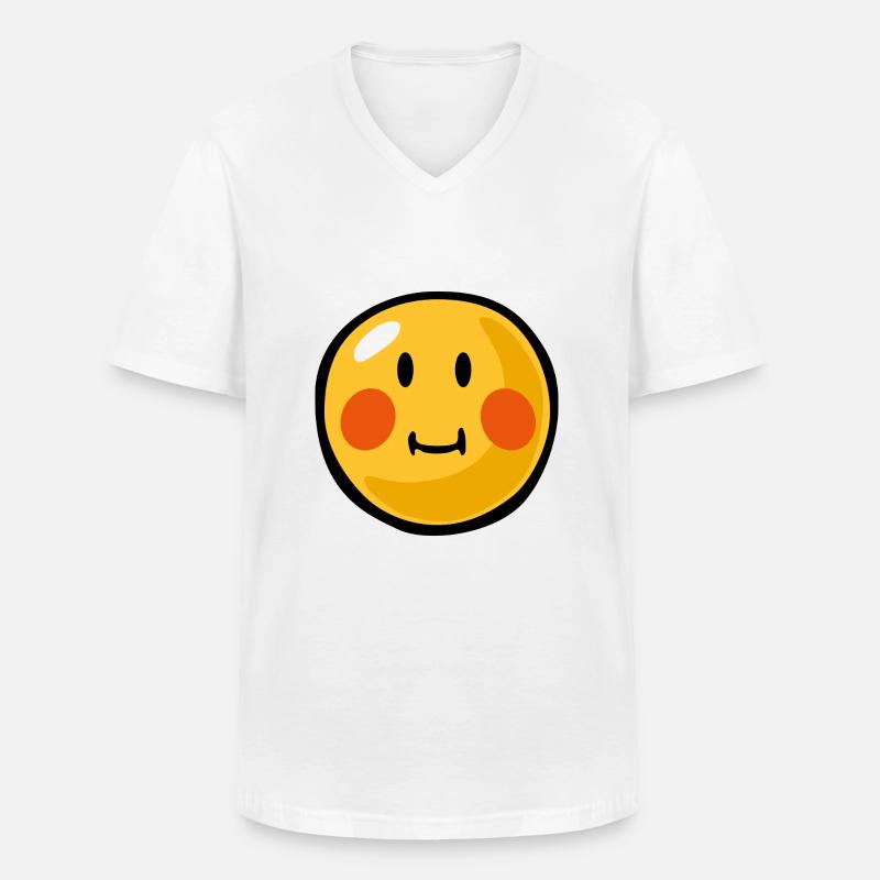 Smiley blushed - Maglietta da uomo classica con scollo a V - bianco