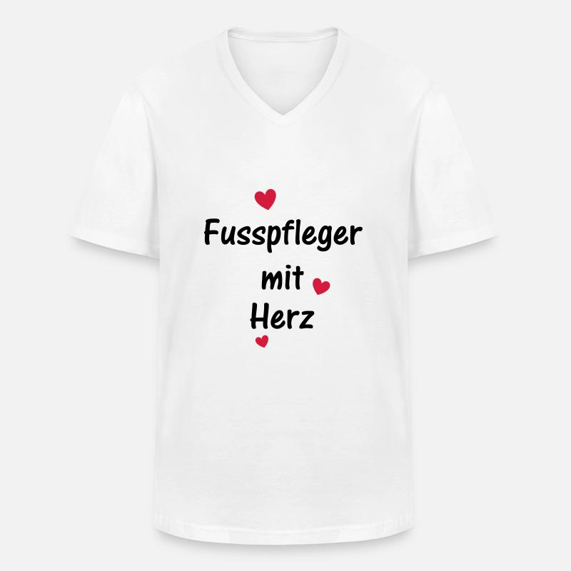 Fusspfleger mit Herz - Männer-T-Shirt mit V-Ausschnitt - Weiß
