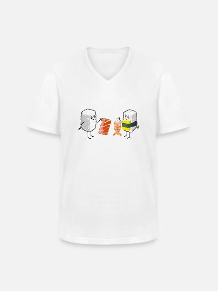 Sushi Shopping - Männer-T-Shirt mit V-Ausschnitt - Weiß