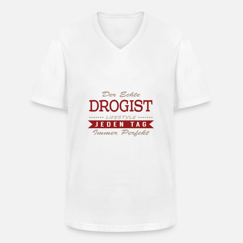 Der echte Drogist - Männer-T-Shirt mit V-Ausschnitt - Weiß