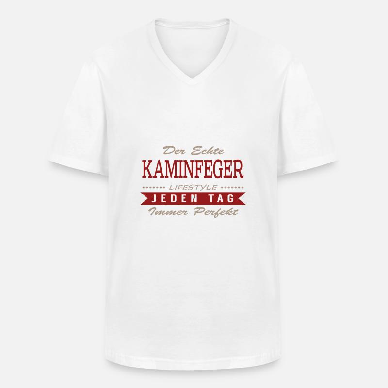 Der echte Kaminfeger - Männer-T-Shirt mit V-Ausschnitt - Weiß