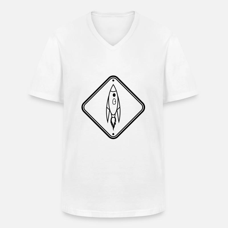 Shield Note Rocket - Men's V-Neck T-Shirt - white