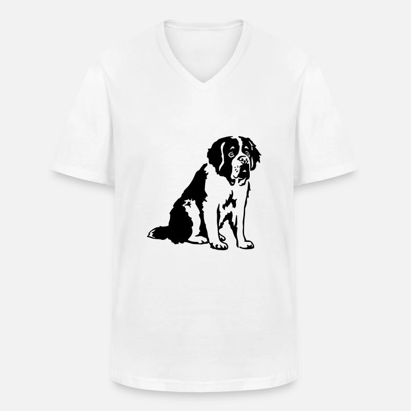 Bernhardiner - Männer-T-Shirt mit V-Ausschnitt - Weiß