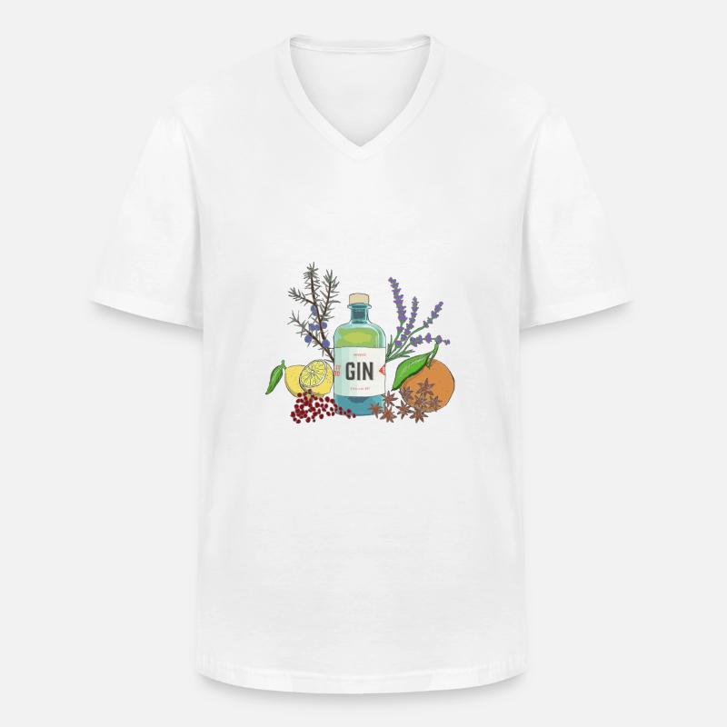 GIN - Männer-T-Shirt mit V-Ausschnitt - Weiß