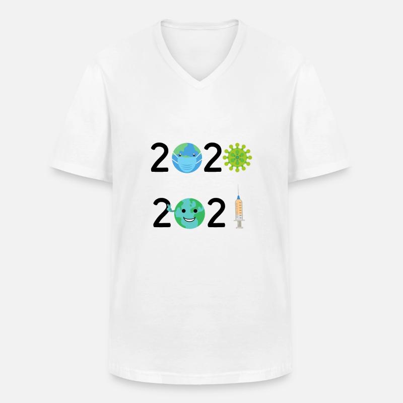 2020 - 2012 COVID - Männer-T-Shirt mit V-Ausschnitt - Weiß