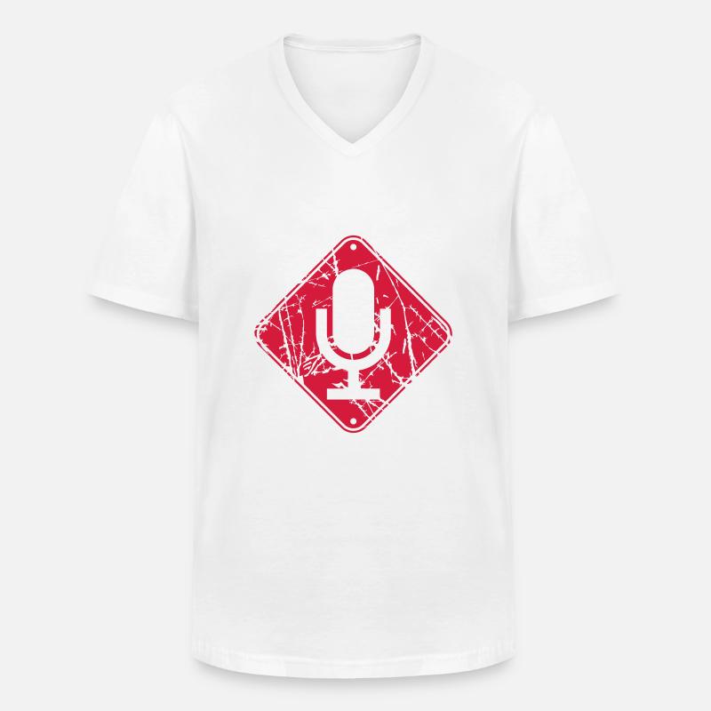 Altes Schild Mikrofon - Männer-T-Shirt mit V-Ausschnitt - Weiß
