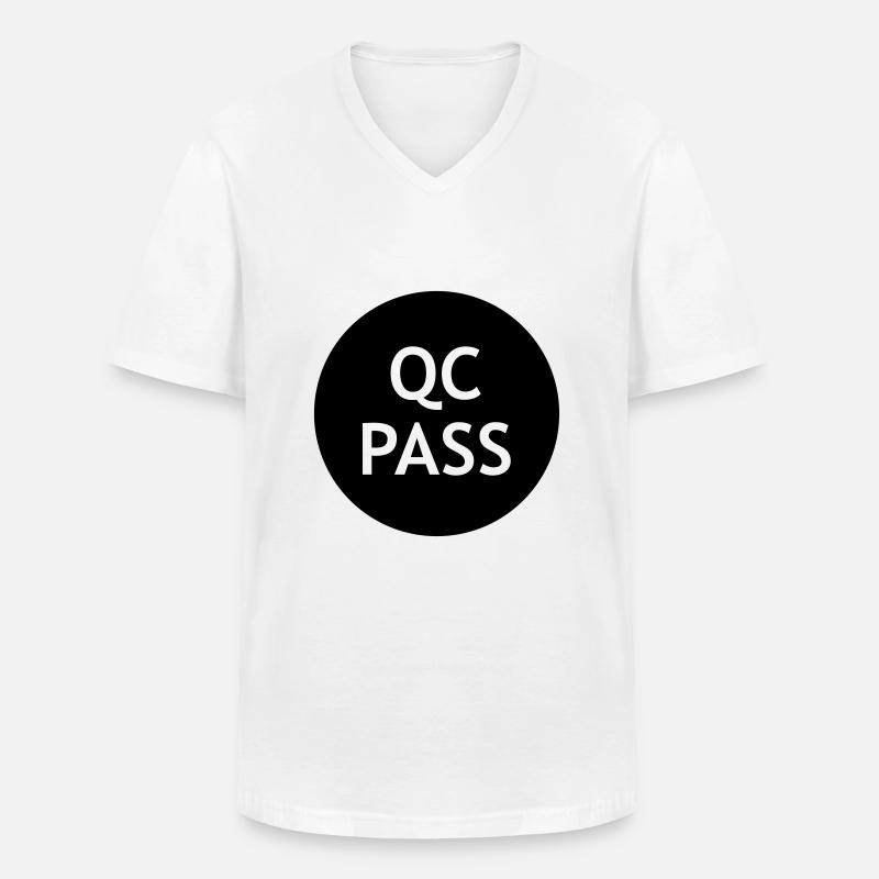 QCPass - Männer-T-Shirt mit V-Ausschnitt - Weiß