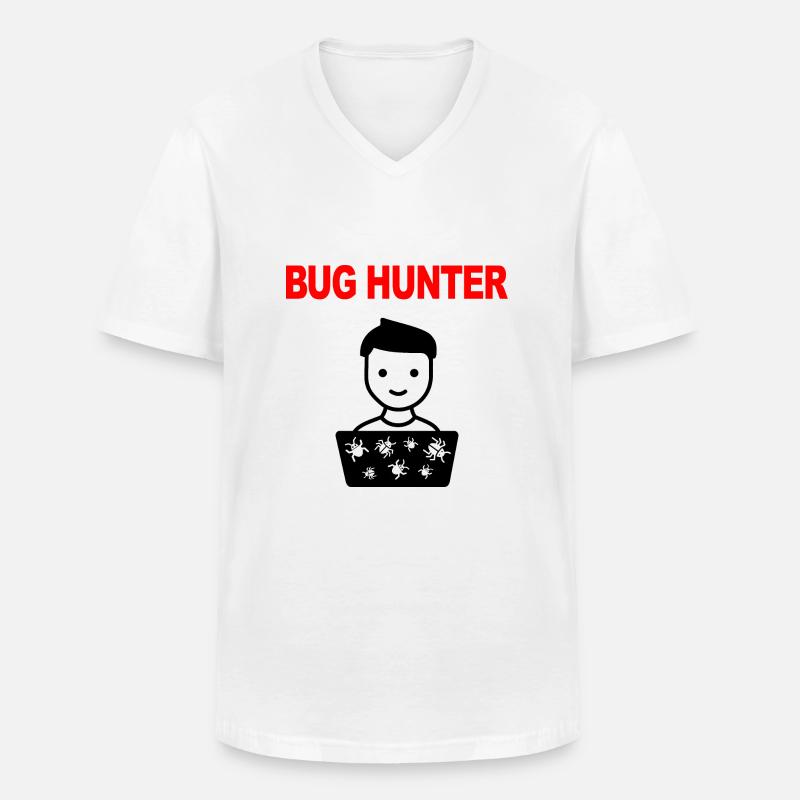 Bug Hunter, Test software, Programmatore, IT, Bug - Maglietta da uomo classica con scollo a V - bianco