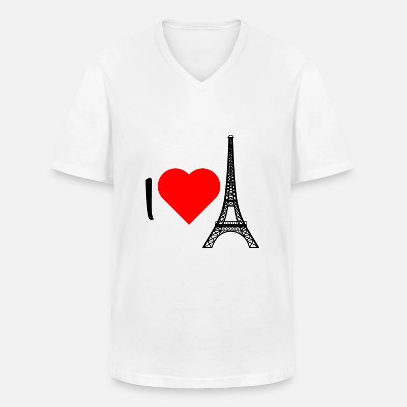 Ich liebe den Eiffelturm. - Männer-T-Shirt mit V-Ausschnitt - Weiß