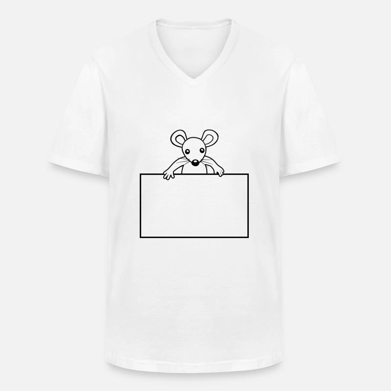 Schild mit Maus - Männer-T-Shirt mit V-Ausschnitt - Weiß