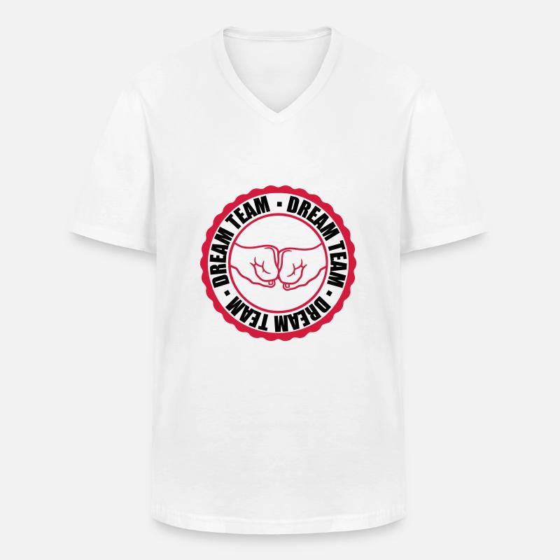 Stempel Dream Team - Männer-T-Shirt mit V-Ausschnitt - Weiß