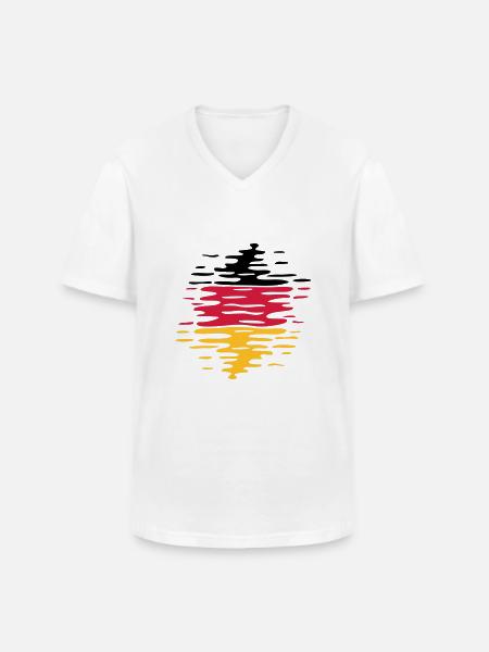 Germany Flag Waves - Men's V-Neck T-Shirt - white
