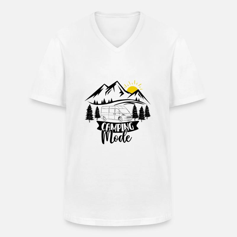 Camping Mode mit Camper - Männer-T-Shirt mit V-Ausschnitt - Weiß